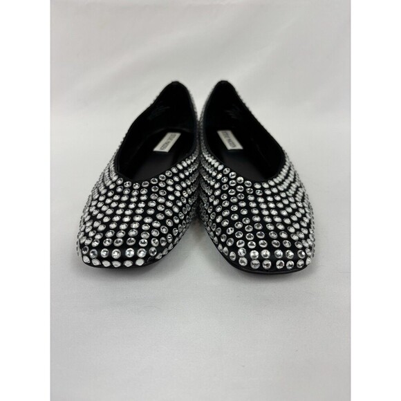 Steve Madden Matais Delphine Ballet Flats Black Satin Rhinestone Studded Size 8 - Picture 4 of 9
